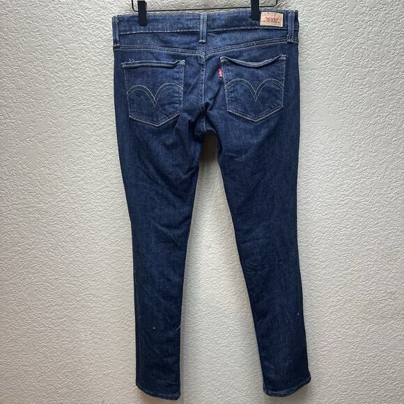 Levis 524 Too Superlow Jeans Womens 9 Medium Blue Dark Wash Stretch Denim Pants - Picture 7 of 13